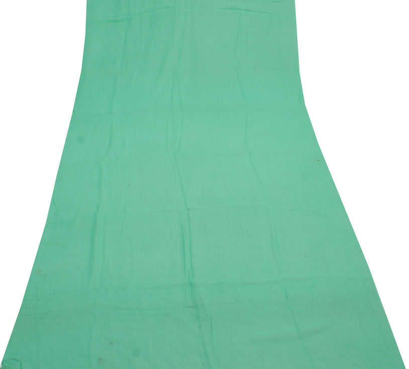 Sushila Vintage Aqua Green Sari Remnant Scrap Pure Georgette Silk Craft Fabric