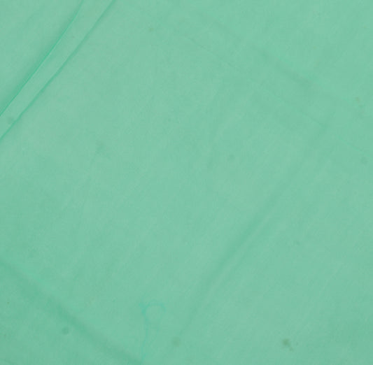 Sushila Vintage Aqua Green Sari Remnant Scrap Pure Georgette Silk Craft Fabric