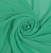 Sushila Vintage Aqua Green Sari Remnant Scrap Pure Georgette Silk Craft Fabric