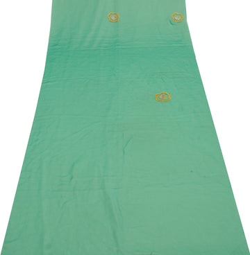Sushila Vintage Green Sari Remnant Scrap Blend Georgette Embroidered Fabric