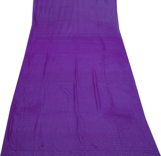 Sushila Vintage Purple Sari Remnant Scrap Pure Georgette Silk Craft Fabric