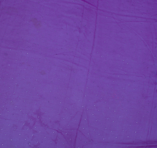 Sushila Vintage Purple Sari Remnant Scrap Pure Georgette Silk Craft Fabric