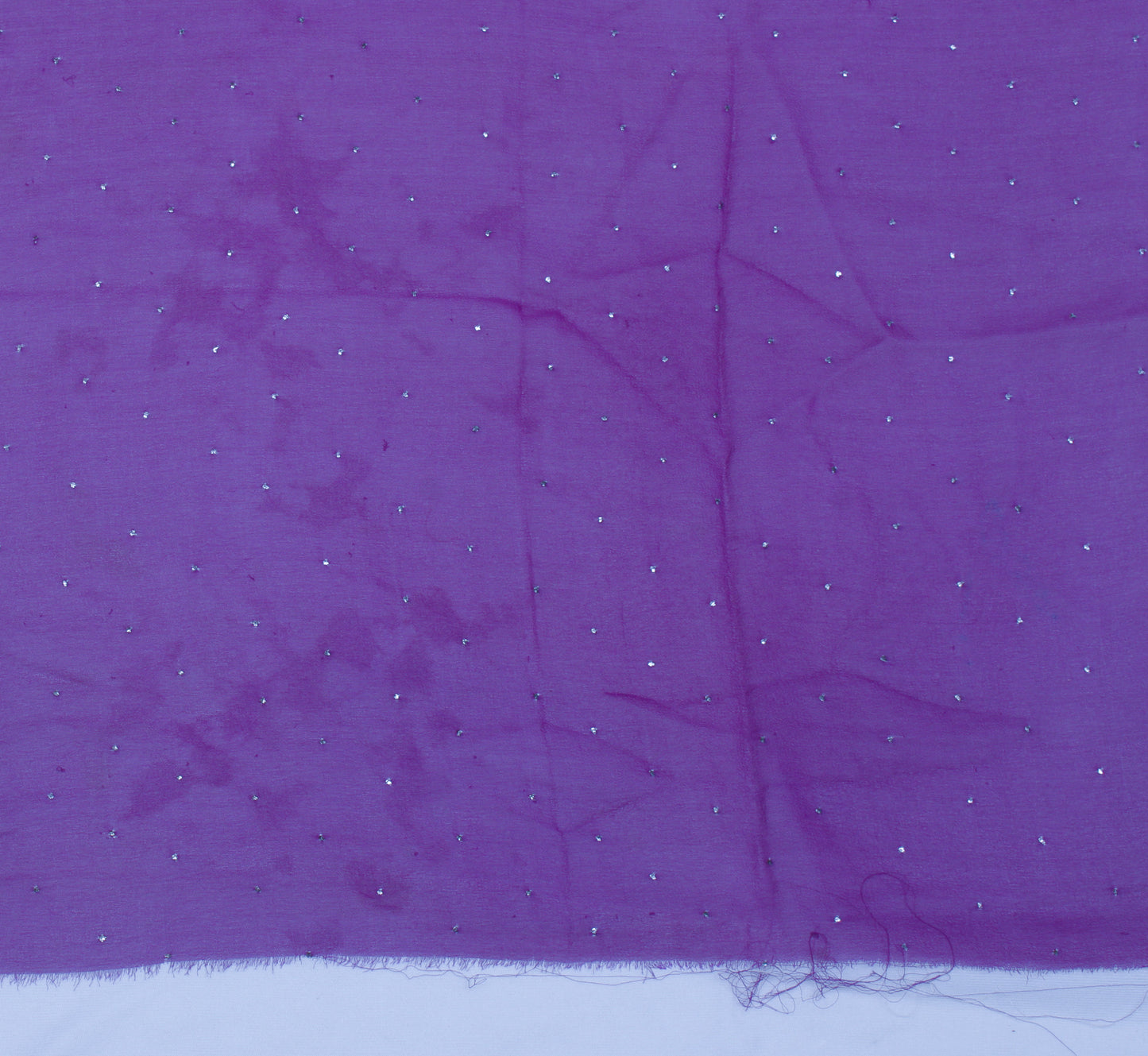 Sushila Vintage Purple Sari Remnant Scrap Pure Georgette Silk Craft Fabric