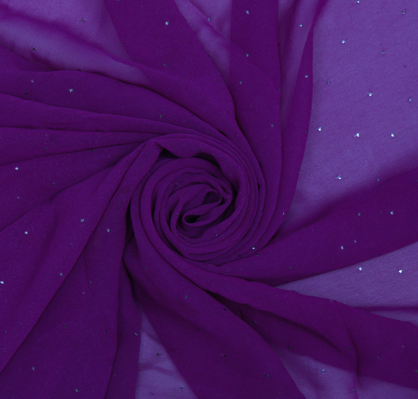 Sushila Vintage Purple Sari Remnant Scrap Pure Georgette Silk Craft Fabric