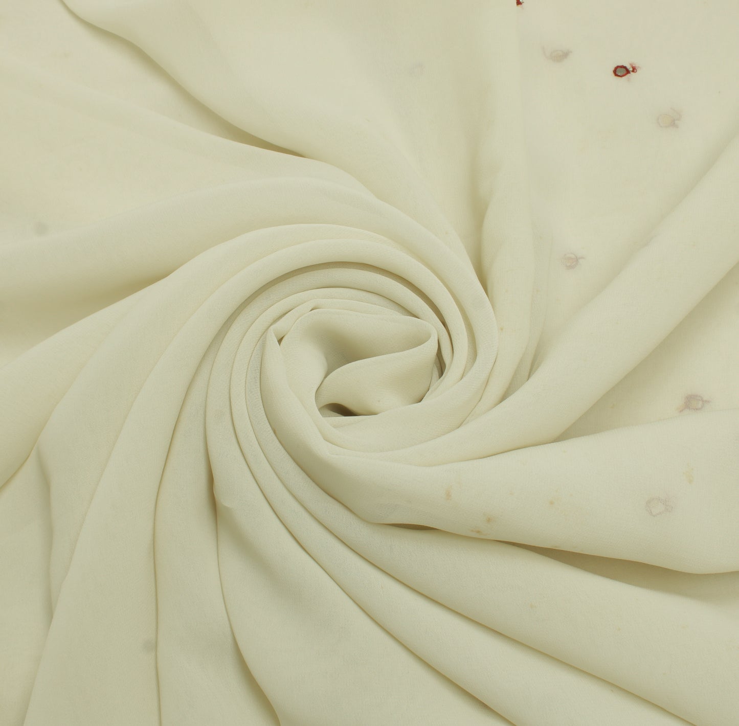 Sushila Vintage Cream Sari Remnant Scrap Blend Georgette Hand Work Craft Fabric
