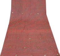 Sushila Vintage Rust Sari Remnant Scrap Pure Georgette Printed Craft Fabric
