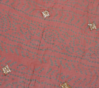 Sushila Vintage Rust Sari Remnant Scrap Pure Georgette Printed Craft Fabric