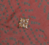Sushila Vintage Rust Sari Remnant Scrap Pure Georgette Printed Craft Fabric