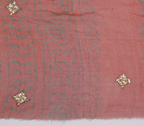 Sushila Vintage Rust Sari Remnant Scrap Pure Georgette Printed Craft Fabric