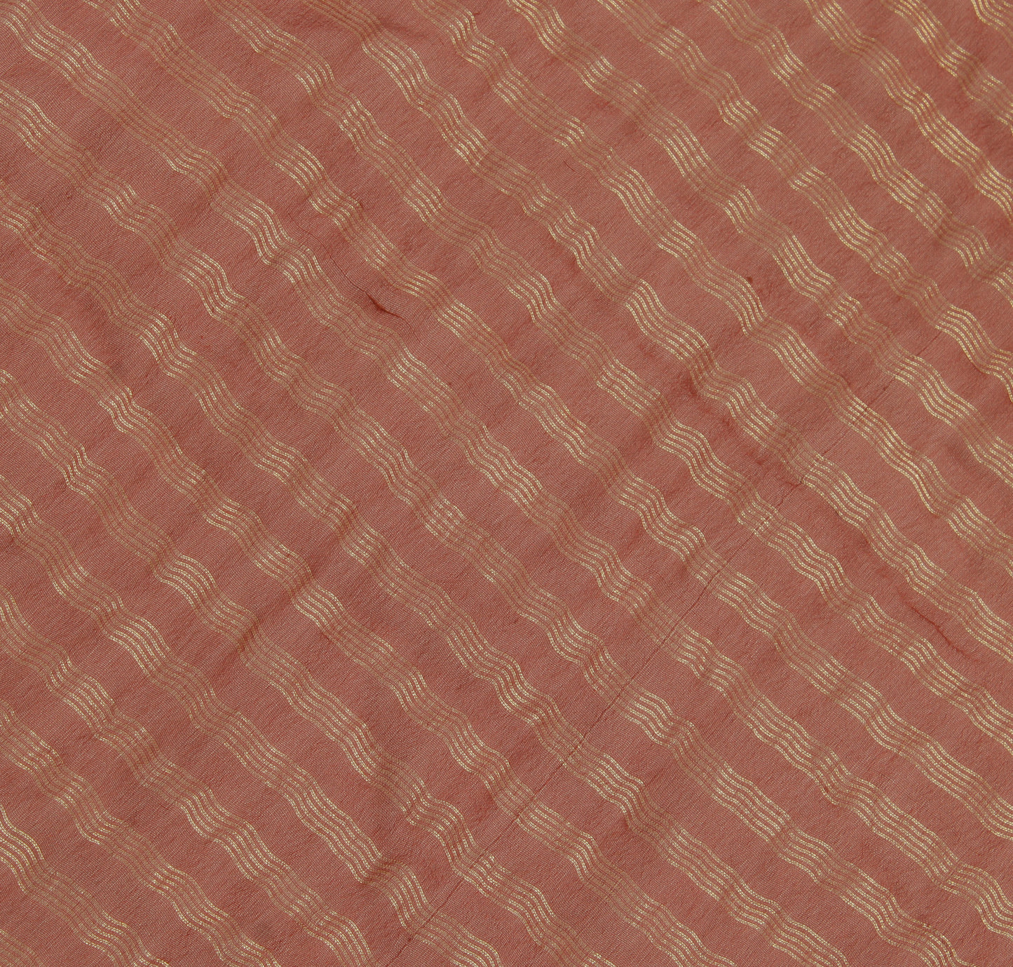 Sushila Vintage Brown Sari Remnant Scrap Pure Georgette Woven Craft Fabric