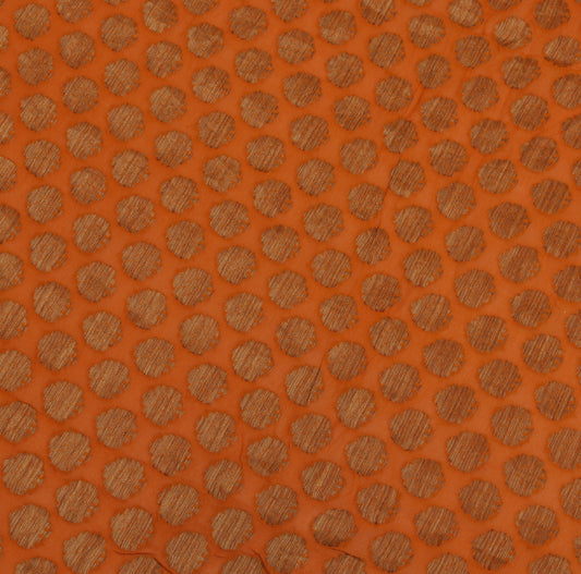 Sushila Vintage Rust Sari Remnant Scrap Pure Georgette Silk Woven Craft Fabric
