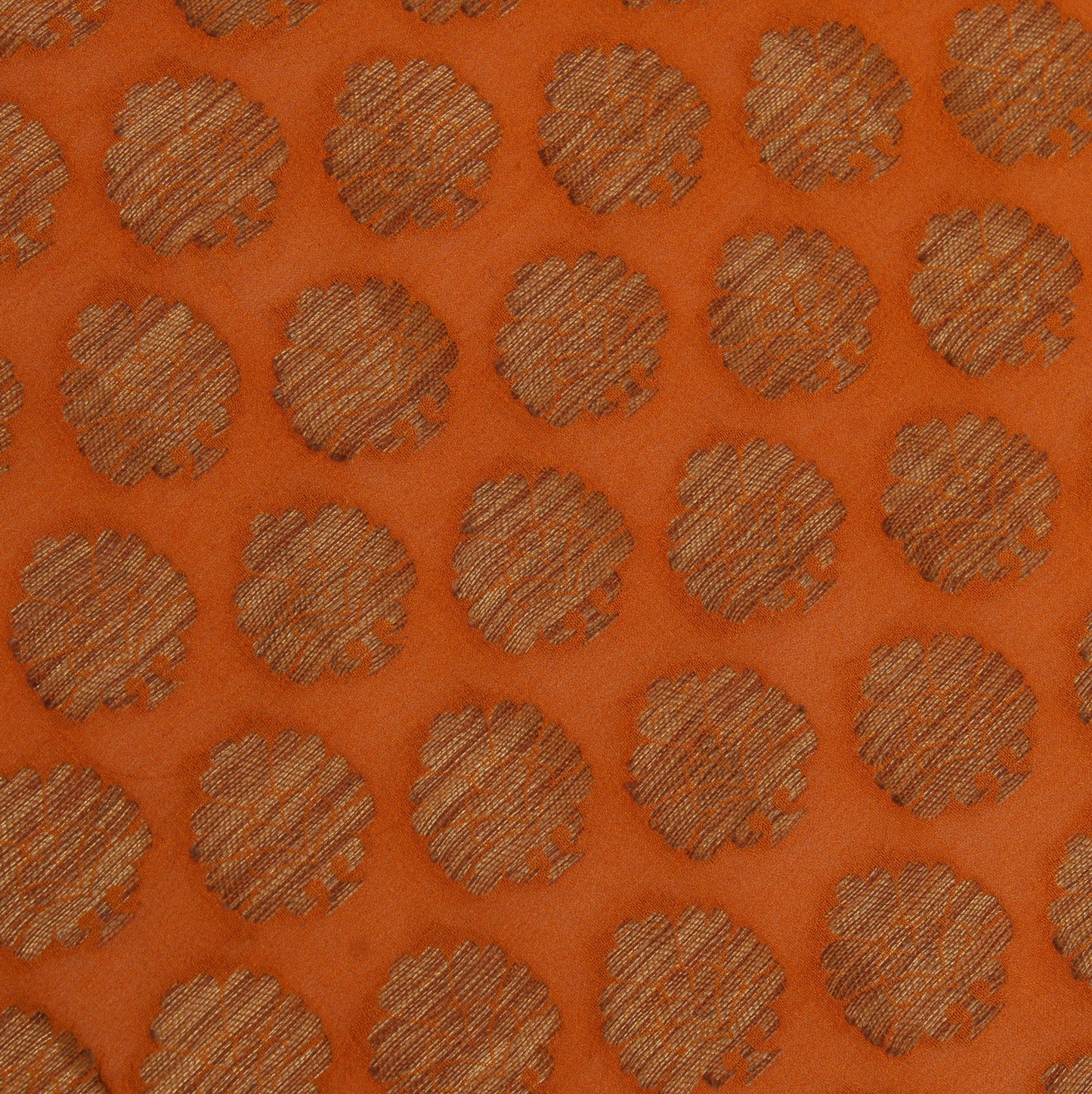 Sushila Vintage Rust Sari Remnant Scrap Pure Georgette Silk Woven Craft Fabric