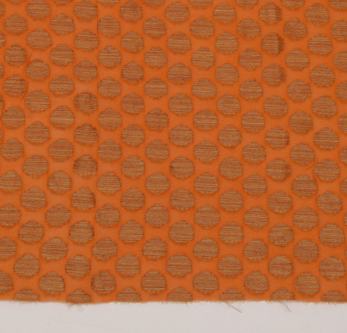 Sushila Vintage Rust Sari Remnant Scrap Pure Georgette Silk Woven Craft Fabric