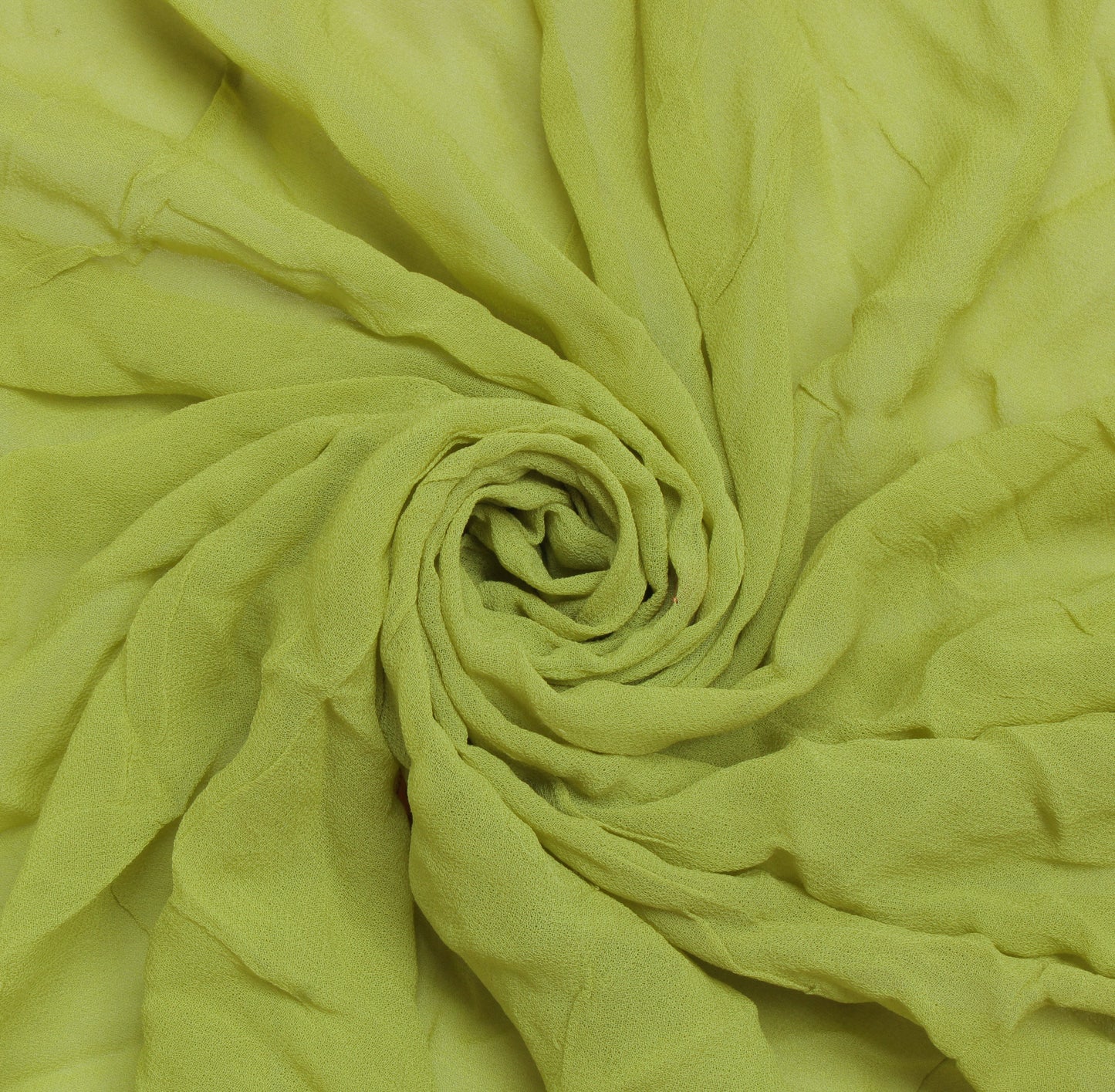 Sushila Vintage Green Sari Remnant Scrap Pure Georgette Embroidered Craft Fabric
