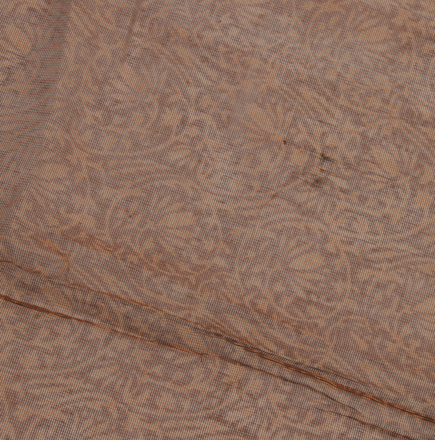 Sushila Vintage Brown Indian Sari Remnant Scrap Pure Silk Sheer Craft Fabric