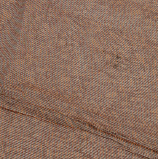 Sushila Vintage Brown Indian Sari Remnant Scrap Pure Silk Sheer Craft Fabric