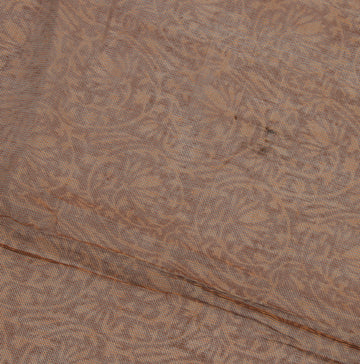 Sushila Vintage Brown Indian Sari Remnant Scrap Pure Silk Sheer Craft Fabric