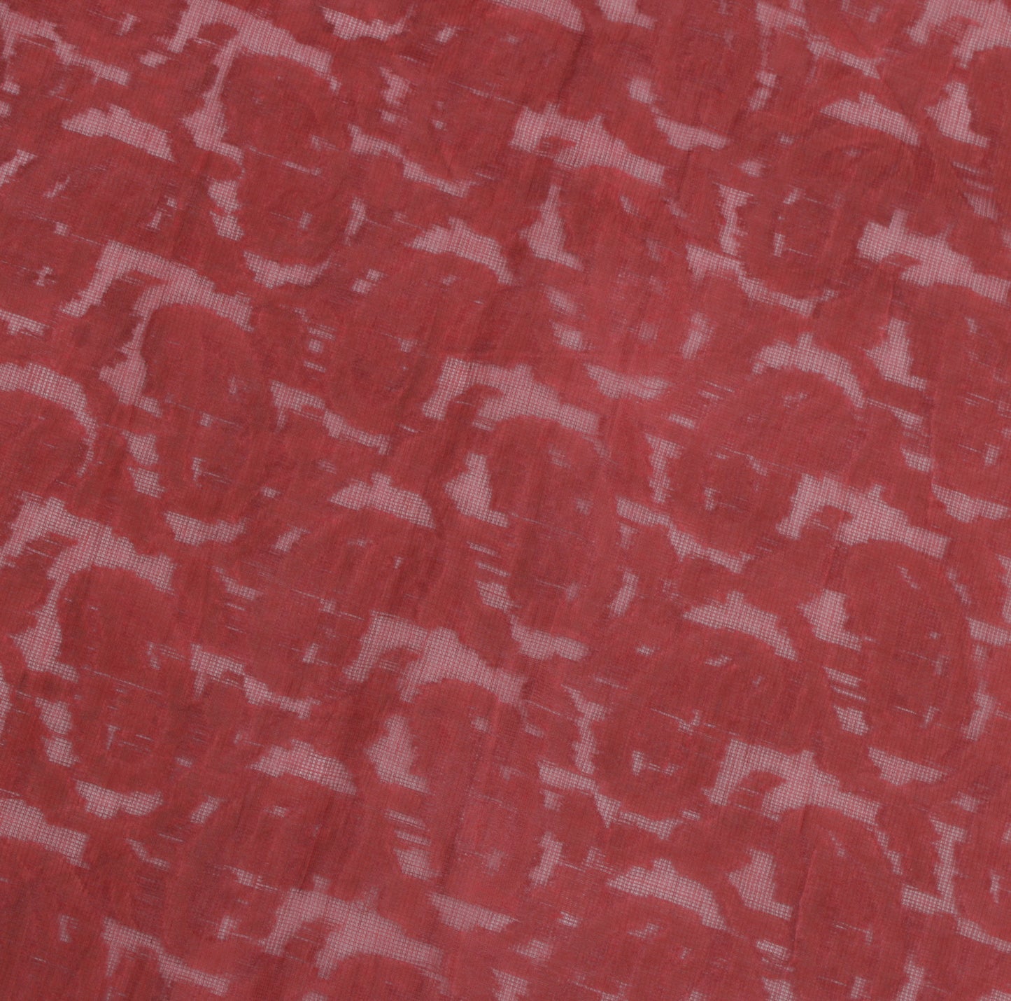 Sushila Vintage Maroon Indian Sari Remnant Scrap Pure Cotton Woven Craft Fabric