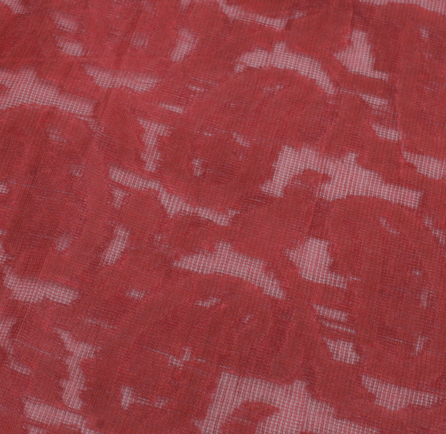 Sushila Vintage Maroon Indian Sari Remnant Scrap Pure Cotton Woven Craft Fabric