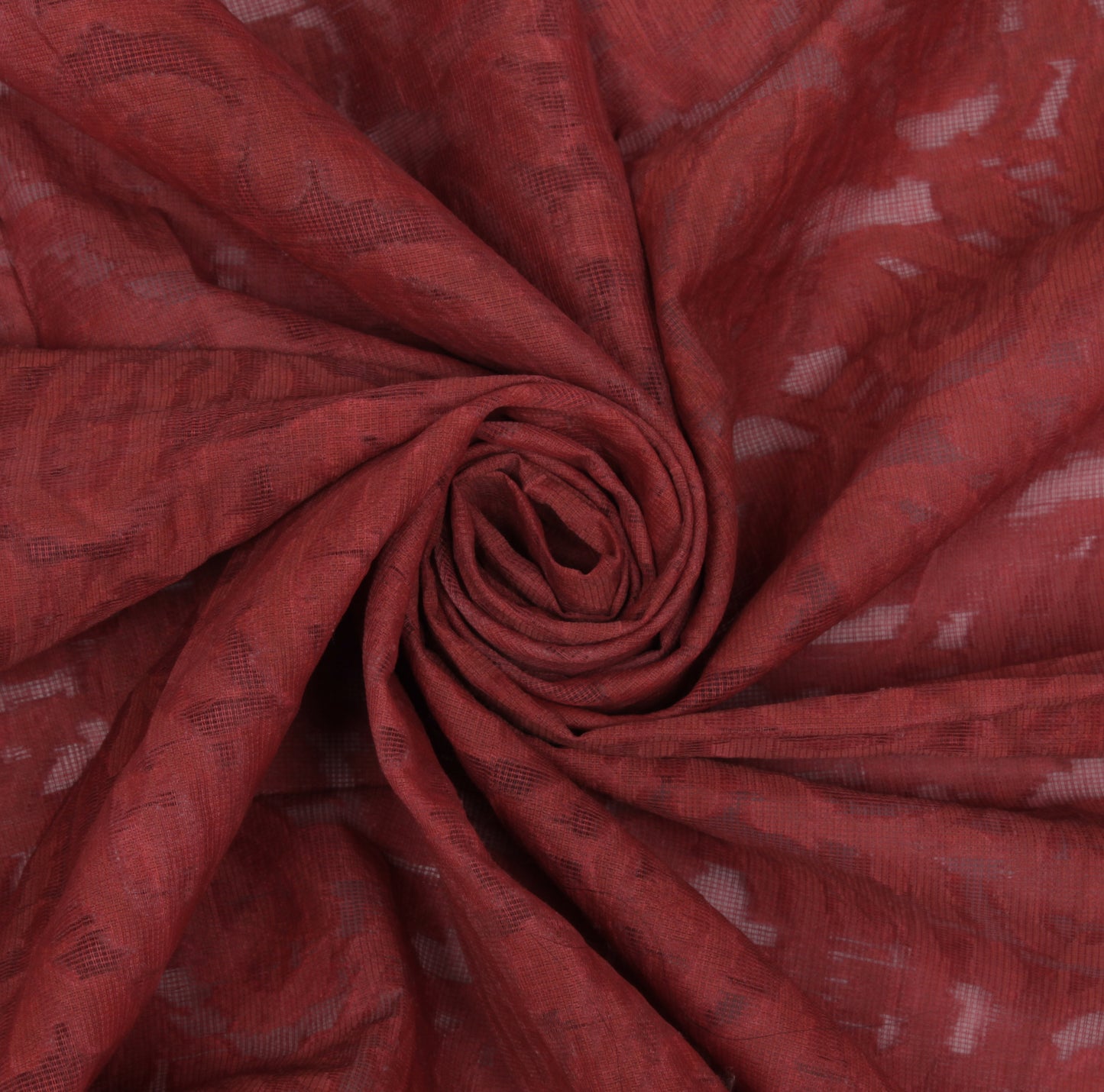 Sushila Vintage Maroon Indian Sari Remnant Scrap Pure Cotton Woven Craft Fabric