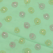 Sushila Vintage Pista Green Sari Remnant Scrap Pure Georgette Silk Craft Fabric