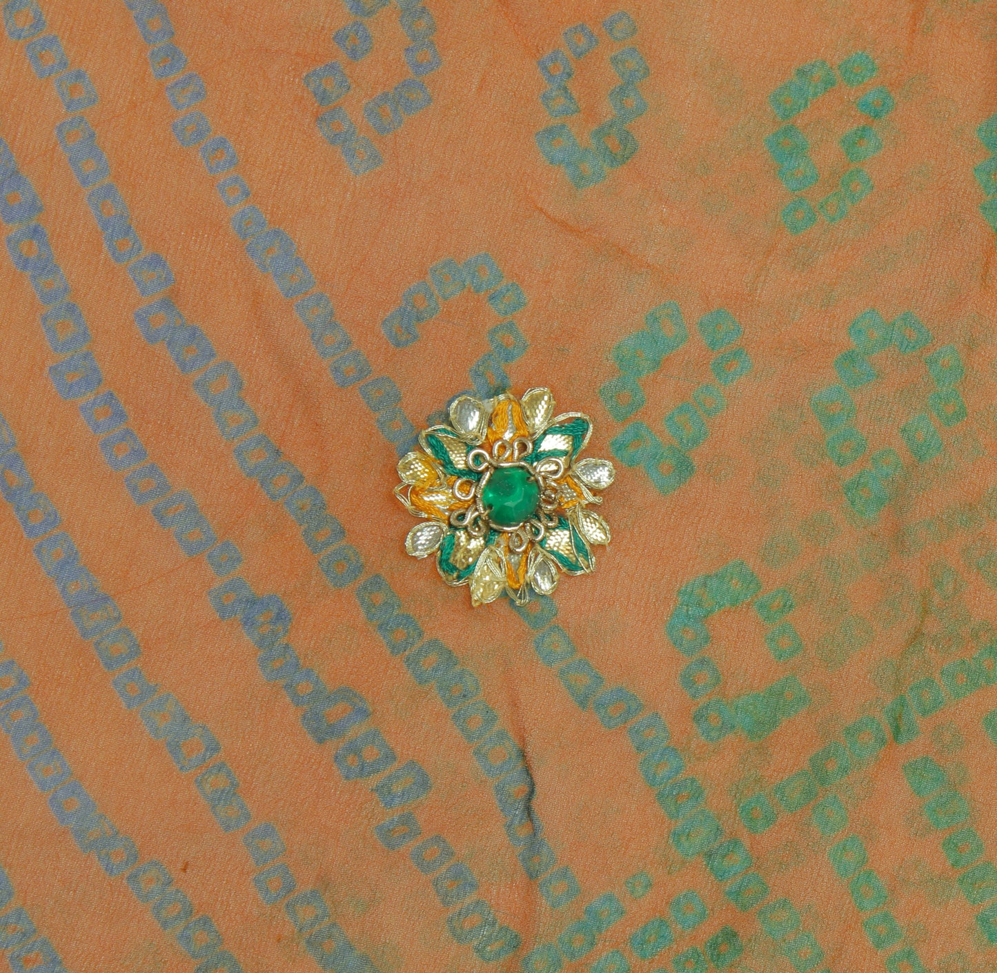 Sushila Vintage Rust Sari Remnant Scrap Pure Georgette Hand Beaded Craft Fabric