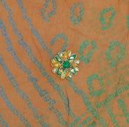 Sushila Vintage Rust Sari Remnant Scrap Pure Georgette Hand Beaded Craft Fabric