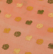 Sushila Vintage Peach Sari Remnant Scrap 100% Pure Silk Woven Craft Fabric