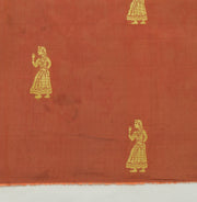 Sushila Vintage Brown Sari Remnant Scrap Pure Silk Baluchari Woven Craft Fabric