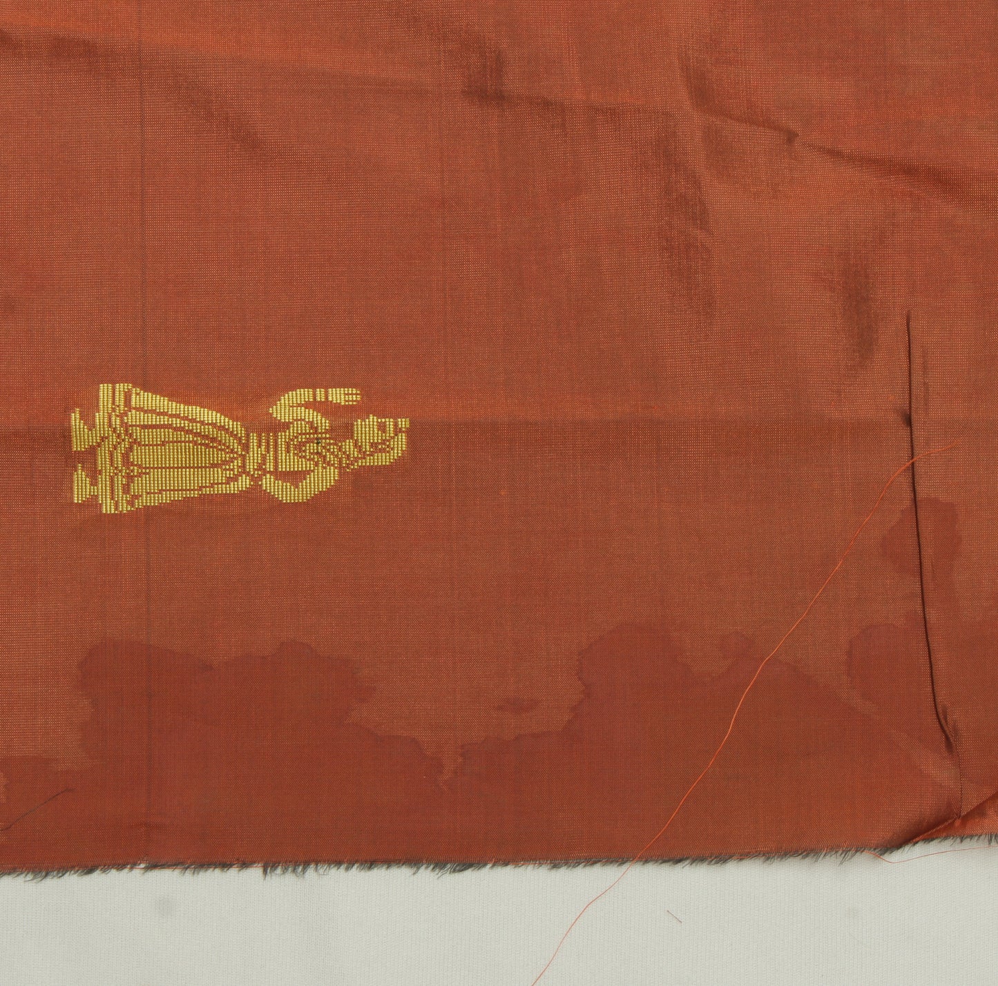 Sushila Vintage Brown Sari Remnant Scrap Pure Silk Baluchari Woven Craft Fabric