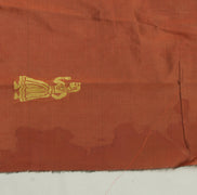 Sushila Vintage Brown Sari Remnant Scrap Pure Silk Baluchari Woven Craft Fabric