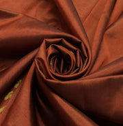 Sushila Vintage Brown Sari Remnant Scrap Pure Silk Baluchari Woven Craft Fabric