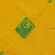 Sushila Vintage Yellow Sari Remnant Scrap 100% Pure Silk Woven Craft Fabric