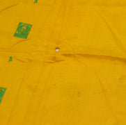 Sushila Vintage Yellow Sari Remnant Scrap 100% Pure Silk Woven Craft Fabric