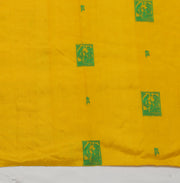 Sushila Vintage Yellow Sari Remnant Scrap 100% Pure Silk Woven Craft Fabric