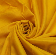 Sushila Vintage Yellow Sari Remnant Scrap 100% Pure Silk Woven Craft Fabric