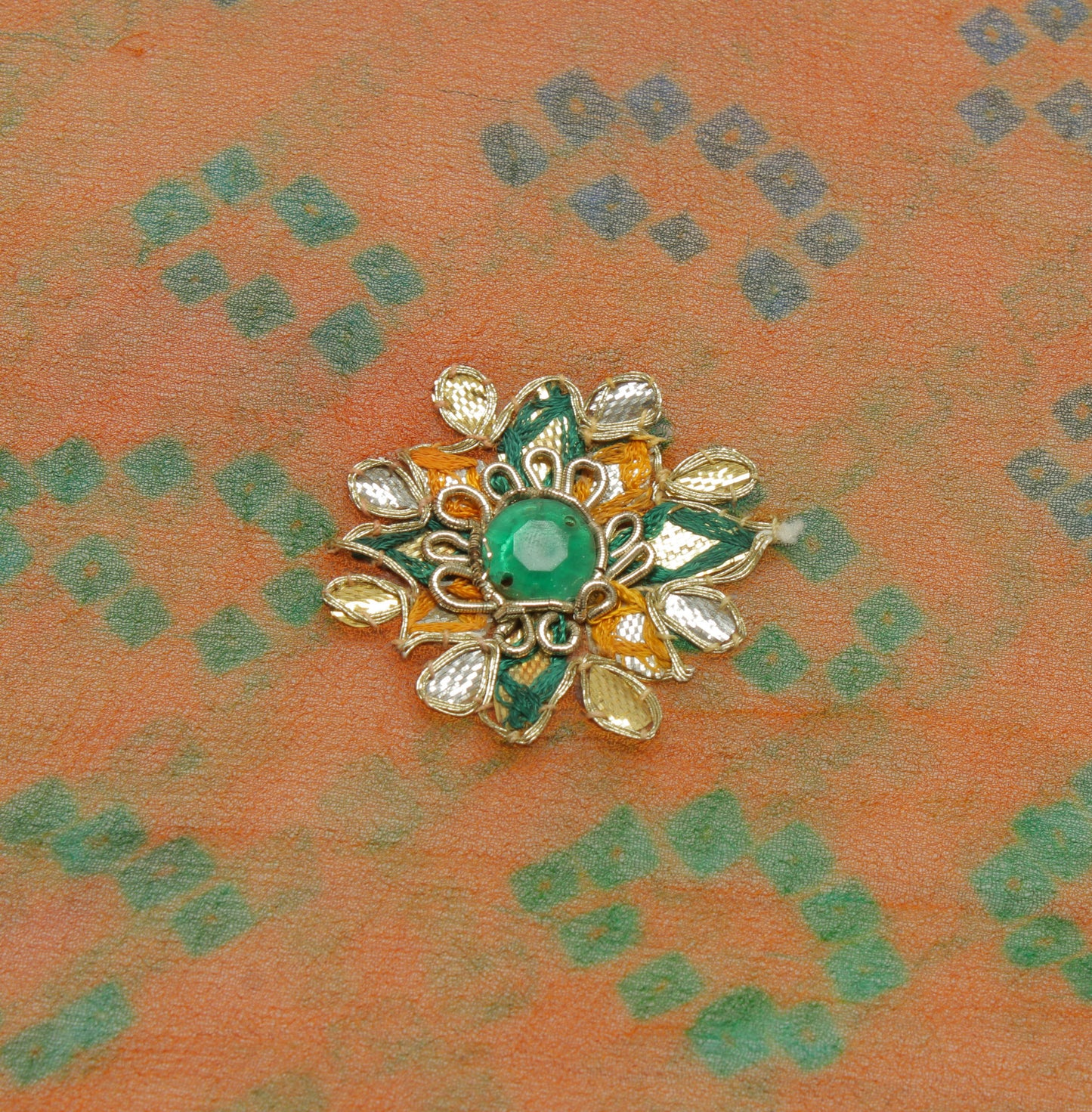 Sushila Vintage Rust Sari Remnant Scrap Pure Georgette Printed Craft Fabric