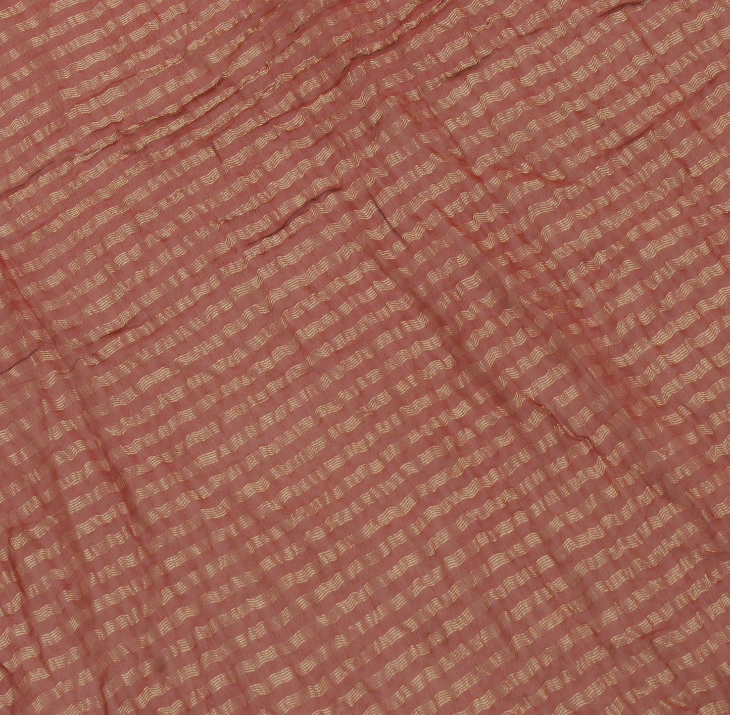 Sushila Vintage Brown Sari Remnant Scrap Pure Georgette Silk Woven Craft Fabric