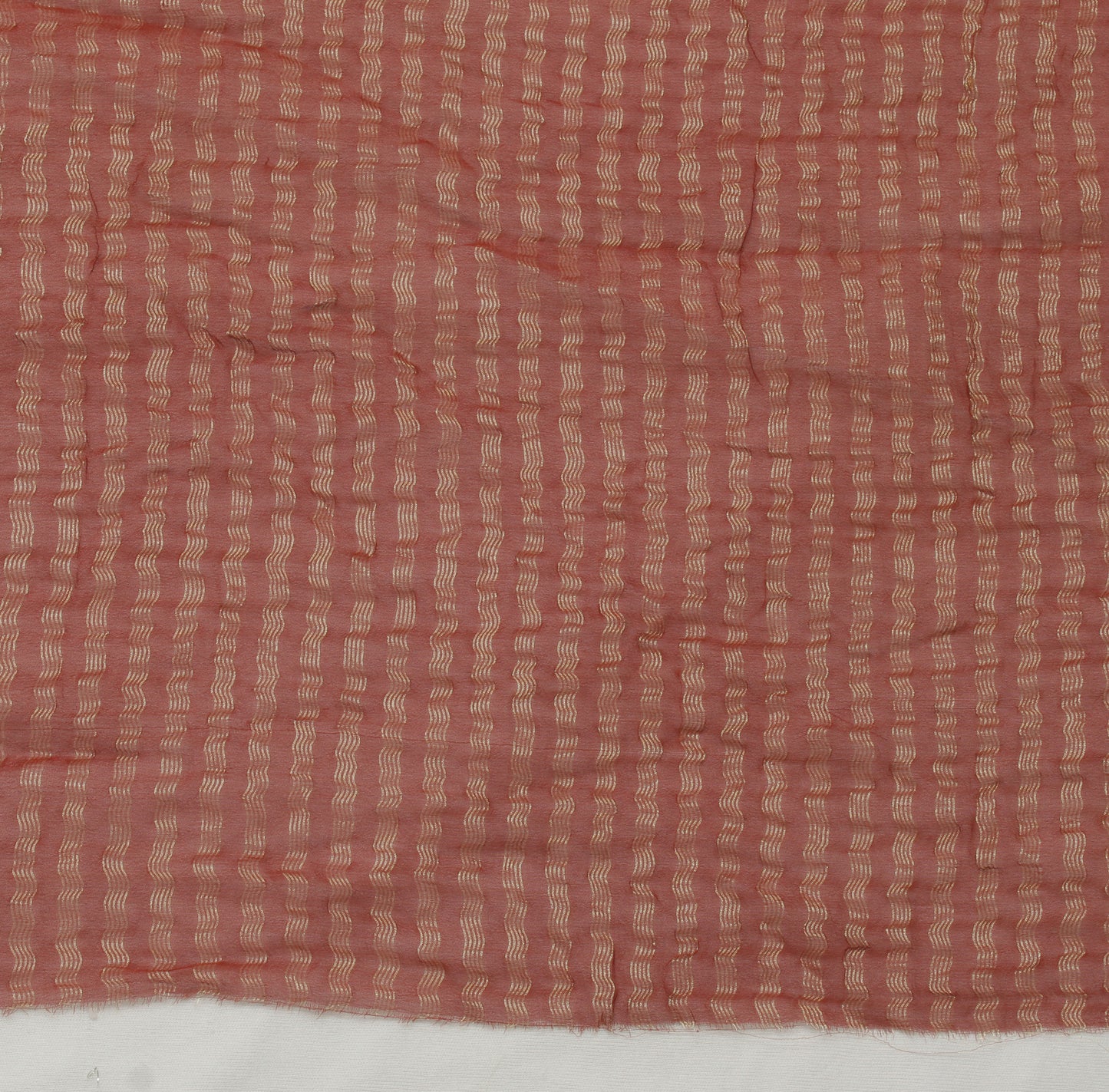 Sushila Vintage Brown Sari Remnant Scrap Pure Georgette Silk Woven Craft Fabric