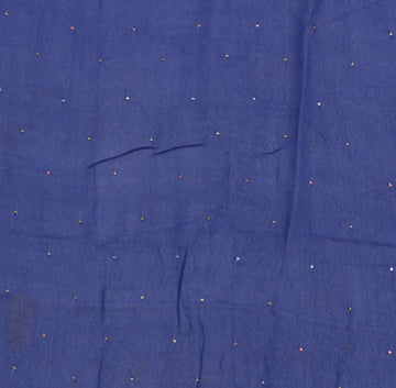 Sushila Vintage Blue Indian Sari Remnant Scrap Pure Georgette Silk Craft Fabric