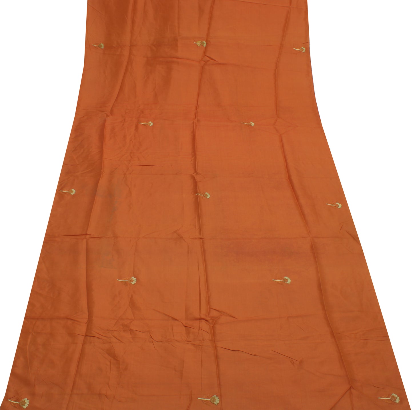 Sushila Vintage Rust Sari Remnant Scrap 100% Pure Silk Embroidered Craft Fabric