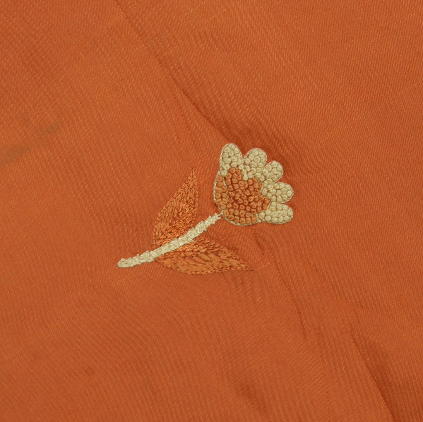 Sushila Vintage Rust Sari Remnant Scrap 100% Pure Silk Embroidered Craft Fabric