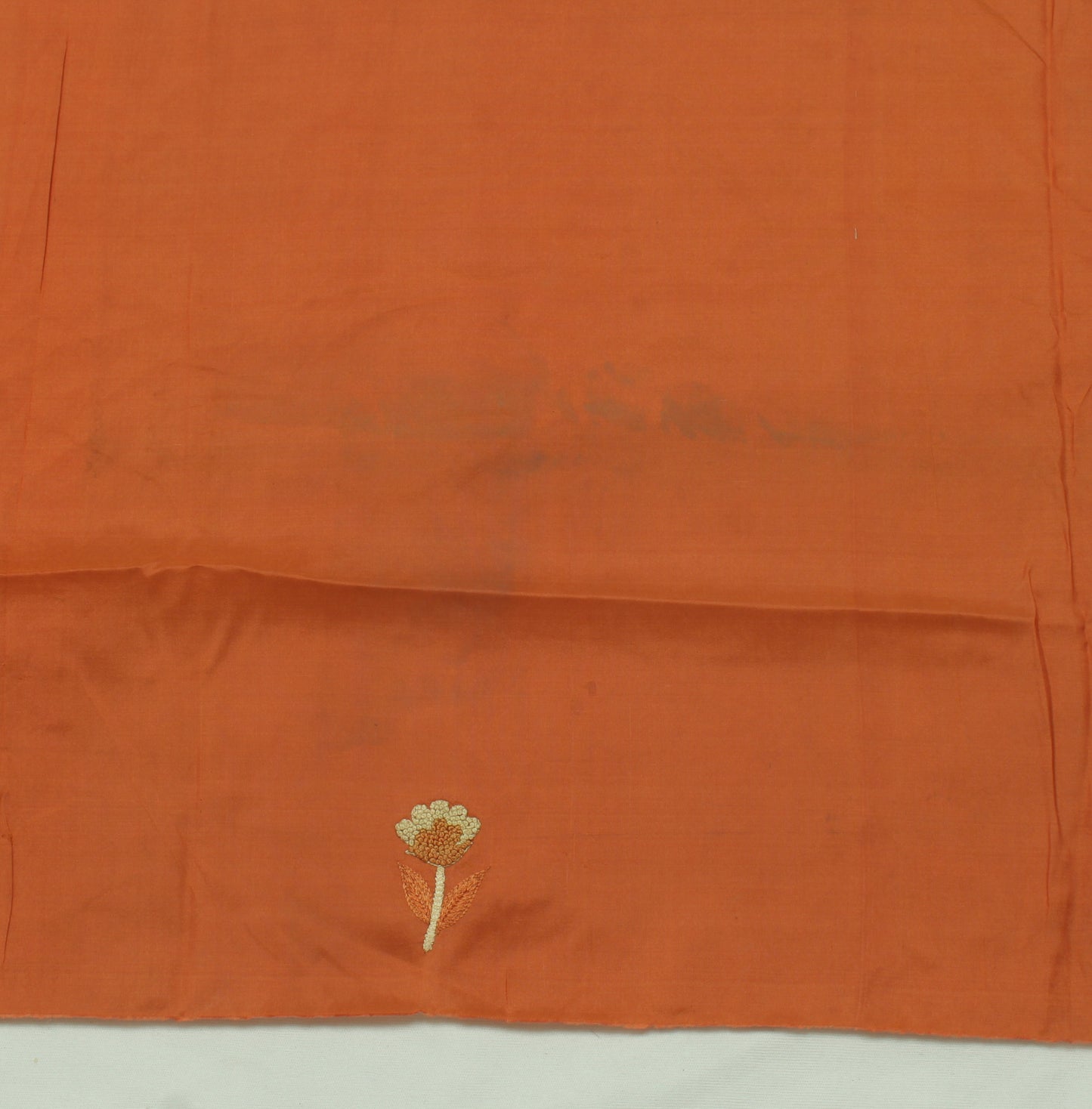 Sushila Vintage Rust Sari Remnant Scrap 100% Pure Silk Embroidered Craft Fabric