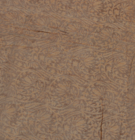 Sushila Vintage Brown Sari Remnant Scrap 100% Pure Cotton Printed Craft Fabric