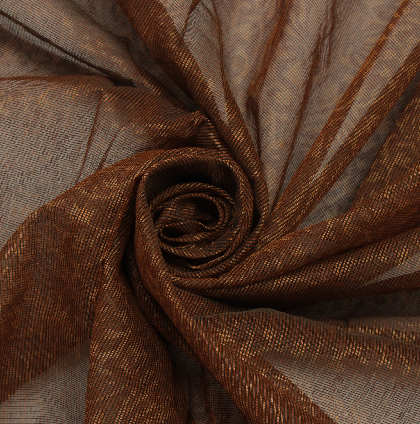 Sushila Vintage Brown Sari Remnant Scrap 100% Pure Cotton Printed Craft Fabric