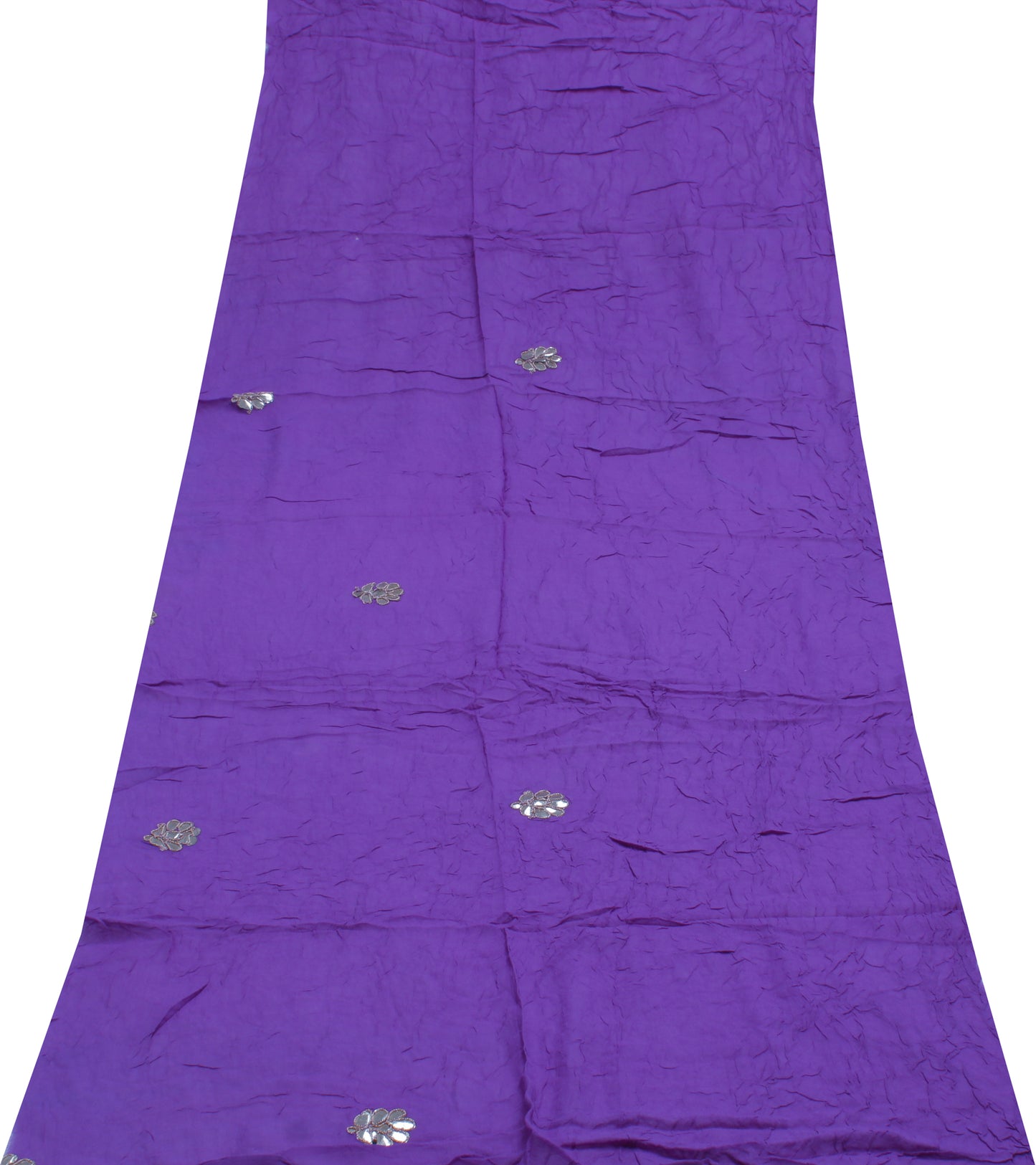 Sushila Vintage Purple Sari Remnant Scrap Pure Georgette Silk Craft Fabric