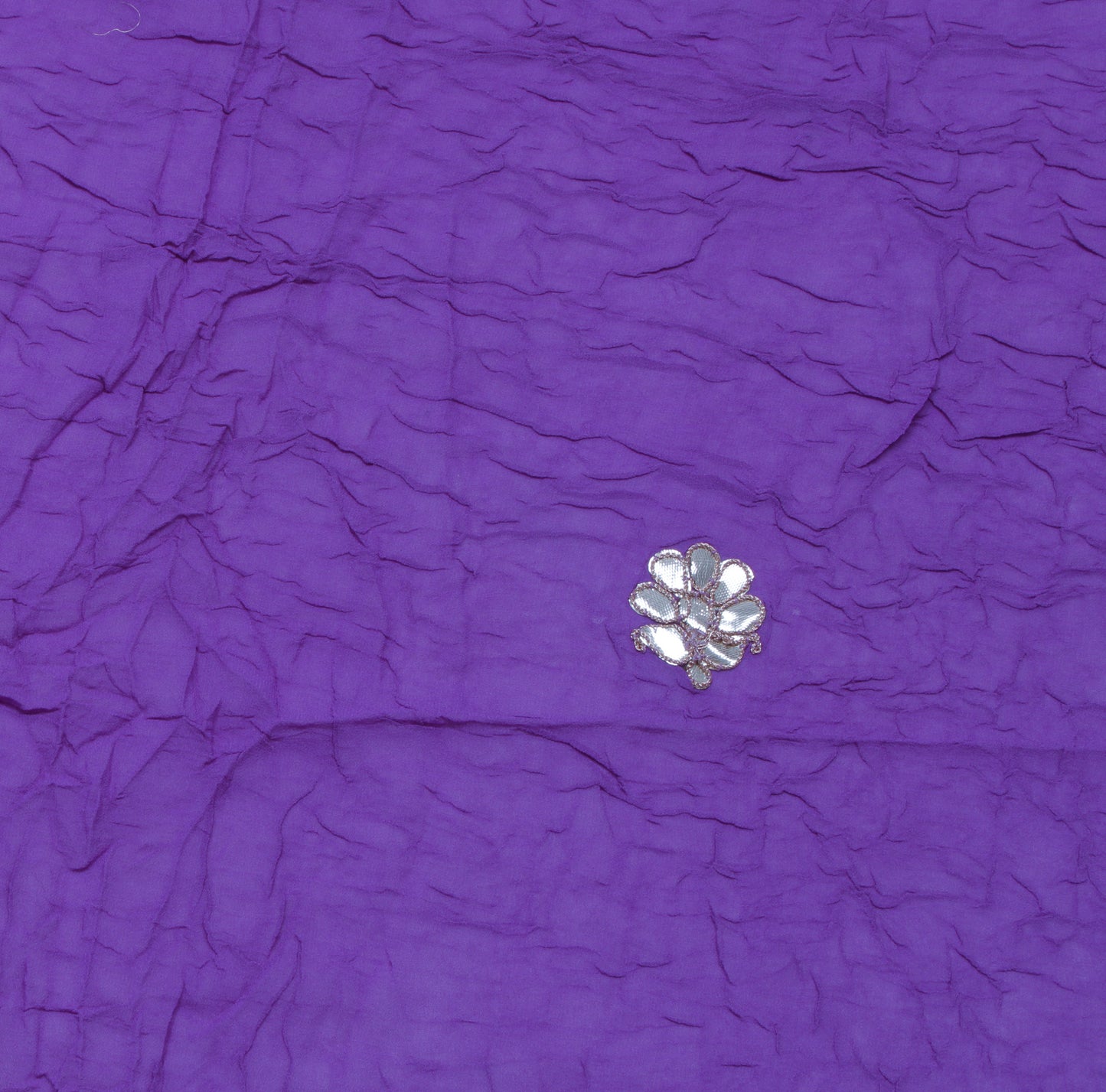 Sushila Vintage Purple Sari Remnant Scrap Pure Georgette Silk Craft Fabric