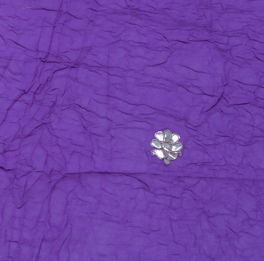 Sushila Vintage Purple Sari Remnant Scrap Pure Georgette Silk Craft Fabric