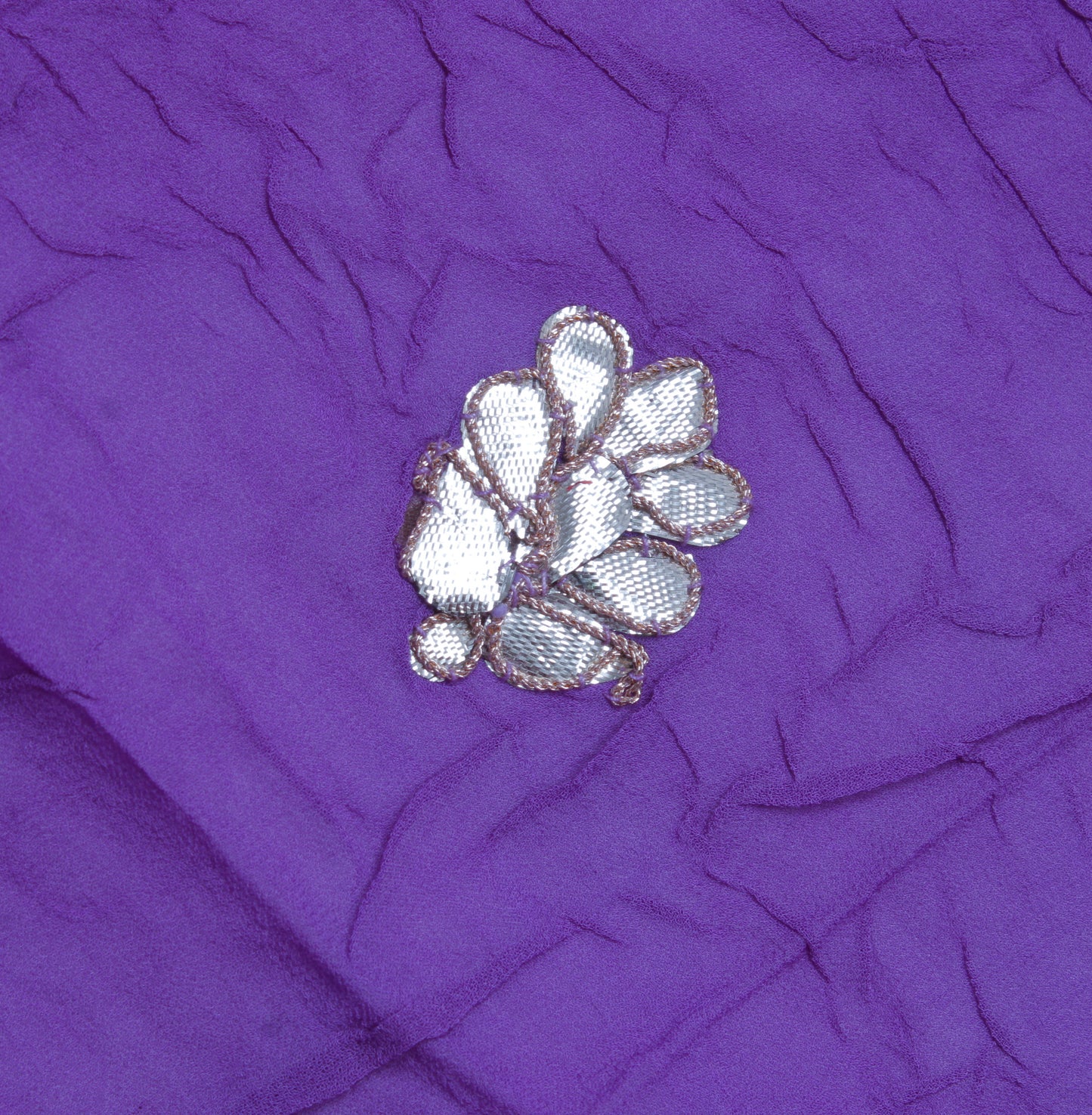Sushila Vintage Purple Sari Remnant Scrap Pure Georgette Silk Craft Fabric