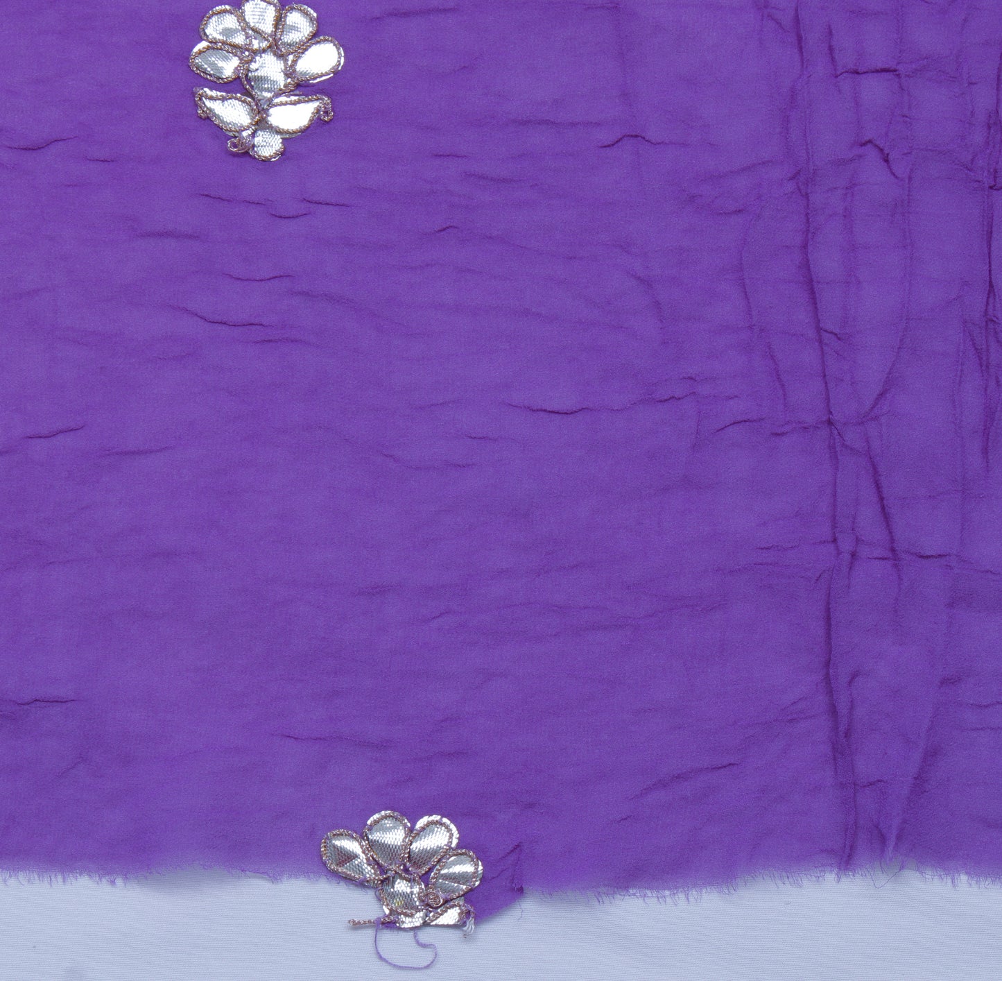 Sushila Vintage Purple Sari Remnant Scrap Pure Georgette Silk Craft Fabric